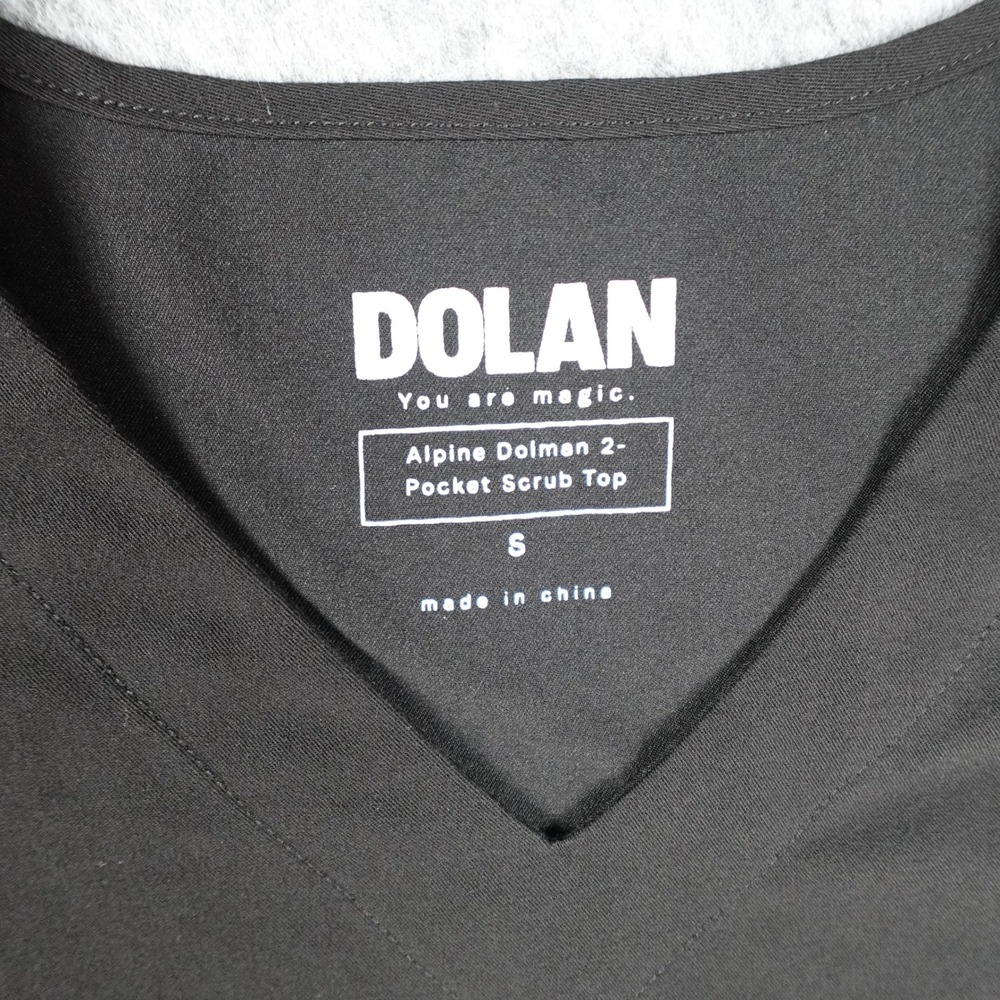 DOLAN Top Women Small Black 2 Pocket Scrub V Neck 3/4 Sleeve Nurse Medical - Picture 2 of 11